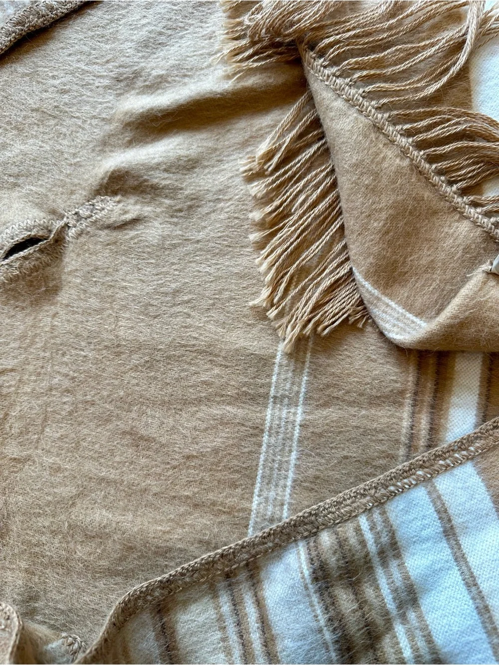 Vintage Alpaca Camargo Peru Poncho Cape + Scarf